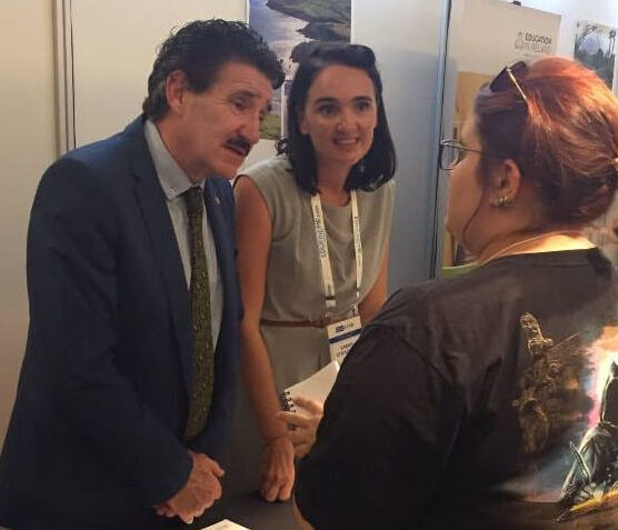 Attending a student fair with Irish Government minister for Innovation, John Halligan